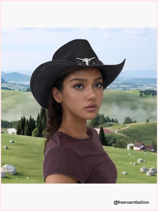 Western Straw Cowboy Hat with Shapeable Brim for Men Women
